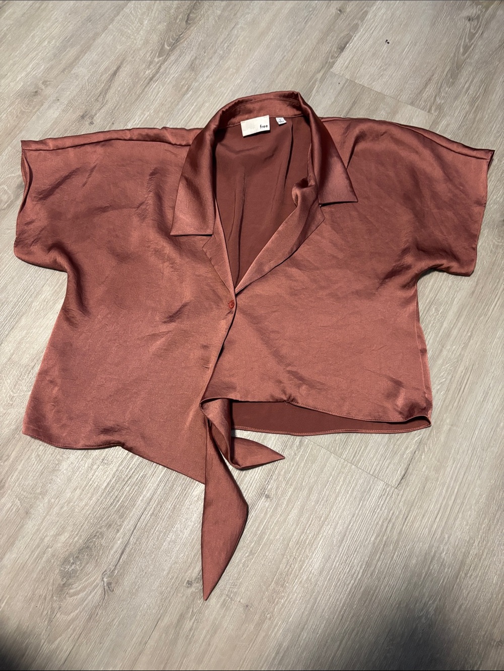 Wilfred Rust Tie-Hem Short Sleeve Blouse